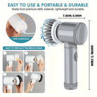 Cordless Electric Spin Scrubber with 6 Replaceable Brush Heads