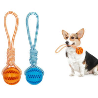 Interactive Dog Food Dispensing Ball with Rope