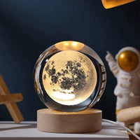 3D Moon Crystal Ball with LED Night Light