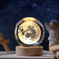 3D Moon Crystal Ball with LED Night Light